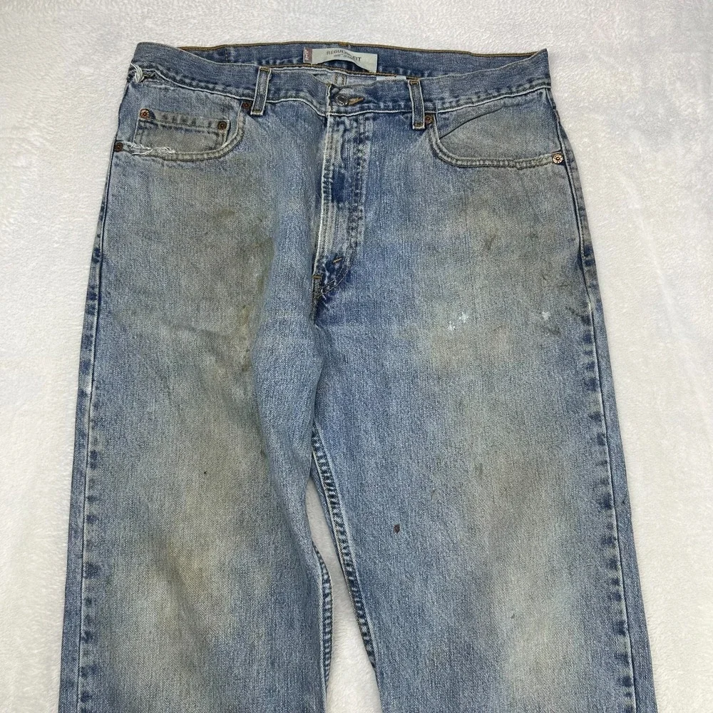 Levi's 505 Regular Fit Jeans Men's Blue Denim Pockets Straight Zip Fly - 34X28.5